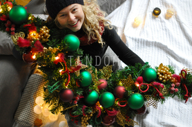 girlanda ze światełkami Green & Gold & Red Christmas, dł.1,6m