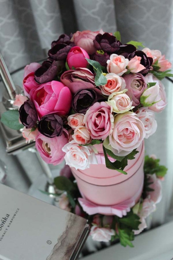 flowerbox Julia, kompozycja kwiatowa / bukiet, wys.27cm