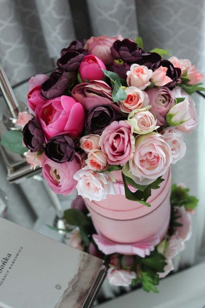 flowerbox Julia, kompozycja kwiatowa / bukiet, wys.27cm