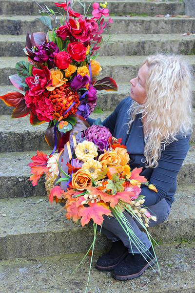 dekoracja, wiązanka nagrobna Jesienne Kwiaty, wym.68cm