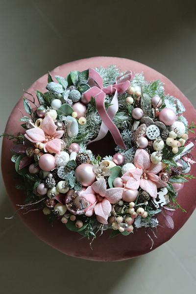 Pudrova Gwiazdka, świąteczny wianek/stroik, śr.30cm 