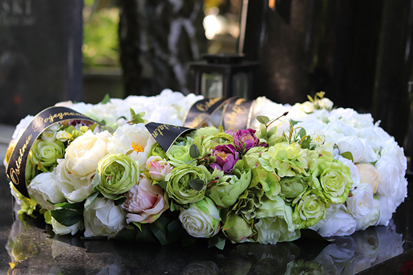 Caryca Katarzyna, wieniec pogrzebowy wiązanka nagrobna z wstęgą, śr.78cm 