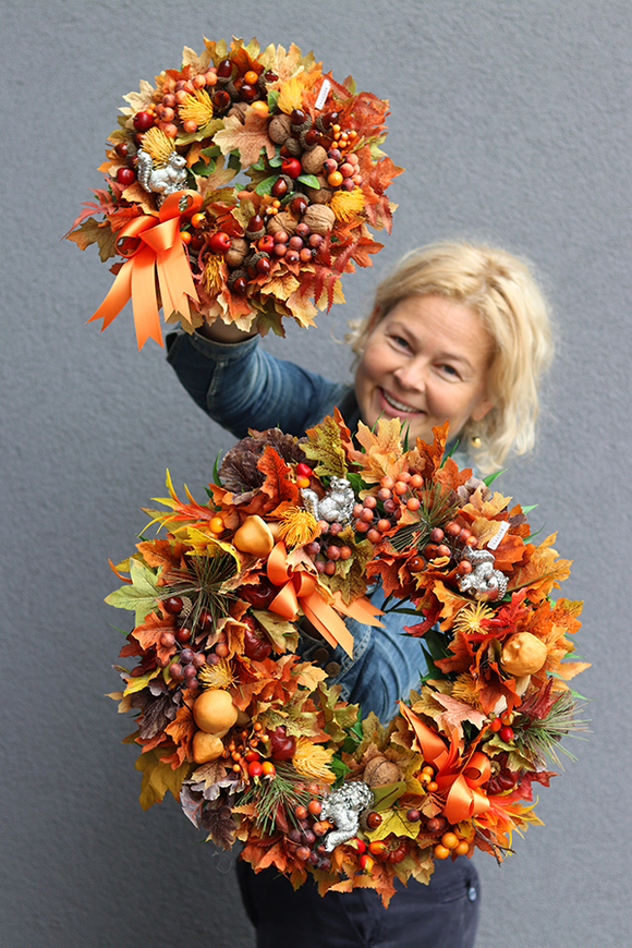 jesienny uroczy wianek na drzwi, Wiewiórka Big, śr.44cm 