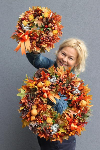 jesienny uroczy wianek na drzwi, Wiewiórka Big, śr.44cm 