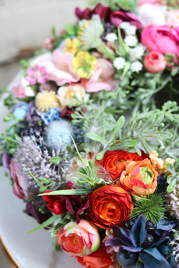 barwny wianek kwiatowy, Gerto, śr.30cm