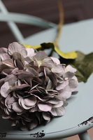 Argentyna Blue, gałązka sztucznej hortensji z listkami, 1szt., dł.46cm