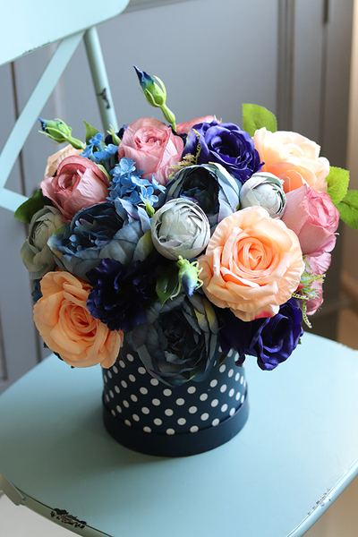 Flamenco New, piękny flowerbox w groszki, wys.34cm
