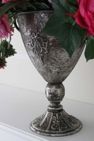 duża kompozycja Carolina w srebrnym metalowym pucharze, wys.75cm 