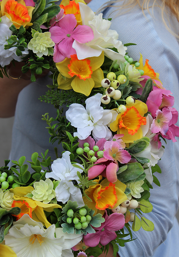 dekoracyjny wianek na drzwi, Wiosenna Pogoda, śr.38cm