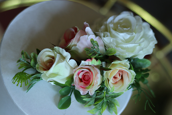 Alana, mini dekoracja kwiatowa / jednostronny bukiecik, dł.15cm