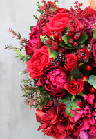 czerwona kompozycja kwiatowa Malina na Walentynki!, wys.34cm, szer.60cm
