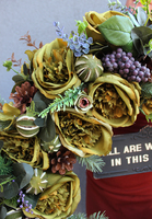 Galicja 2 zjawiskowy zielony wianek na drzwi z tabliczką, śr. 68cm