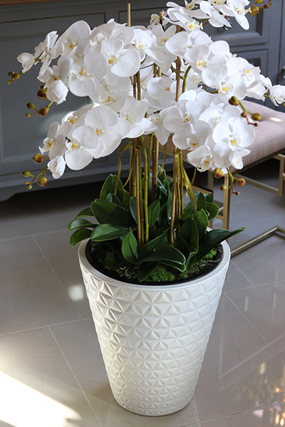 duży sztuczny storczyk w białej donicy, Milena Grande, wys.105cm