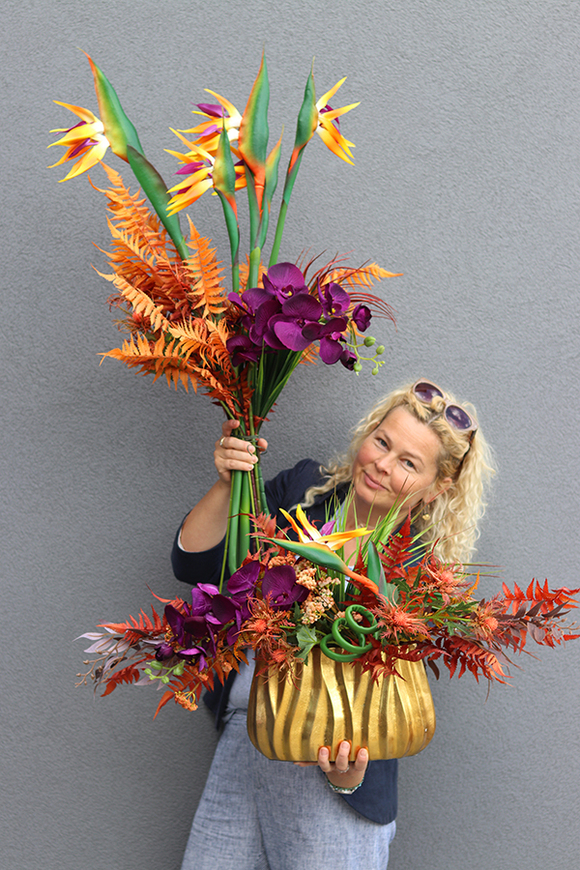 egzotyczna kompozycja ze strelicją, Derosa Mozambik, wym.46x77cm