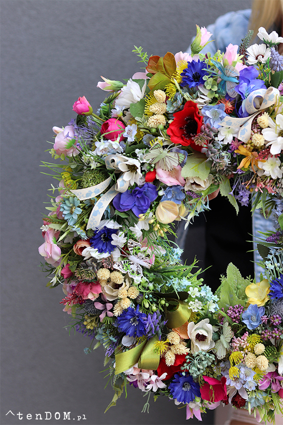 barwny kwiatowy wianek, Motyla Łąka, śr.45cm