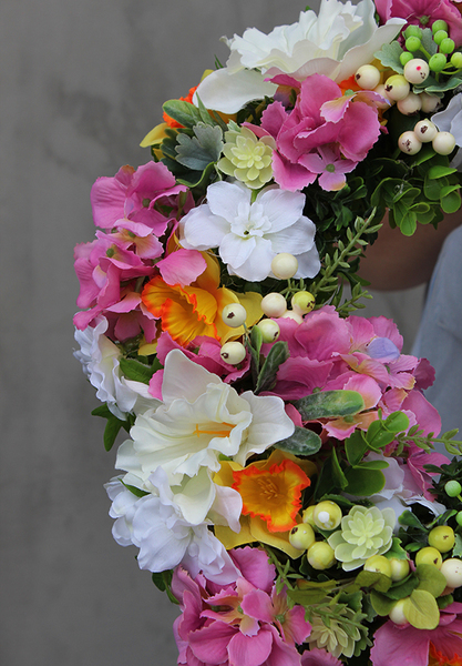 dekoracyjny wianek na drzwi, Wiosenna Pogoda, śr.38cm