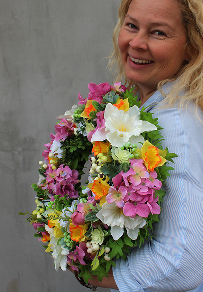 dekoracyjny wianek na drzwi, Wiosenna Pogoda, śr.38cm