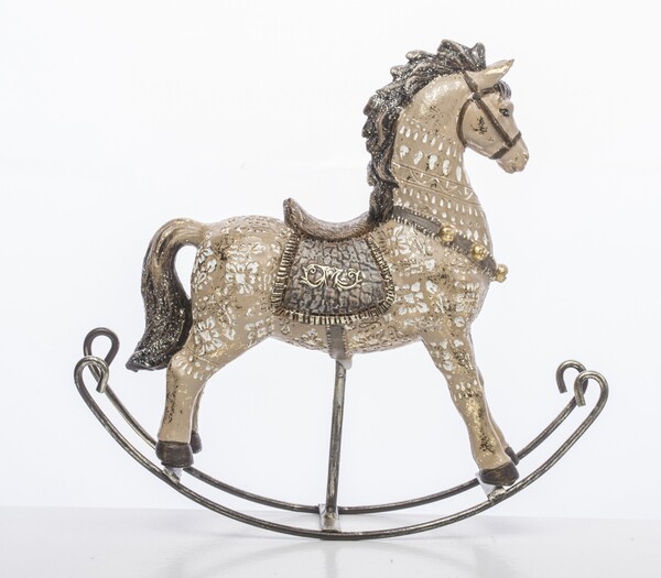 OD RĘKI Childhood Dreams, figurka świąteczna, koń na biegunach C, wym.17x18x4.5cm 