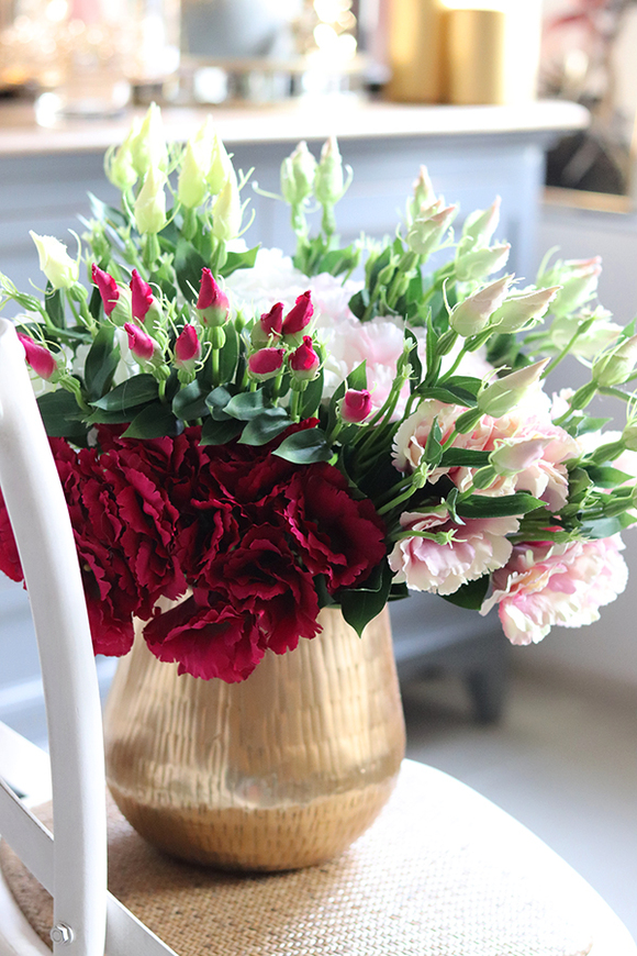 bukiet eustomy na piku, róż 2, 12szt. dł.47cm