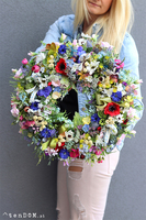 barwny kwiatowy wianek, Motyla Łąka, śr.45cm