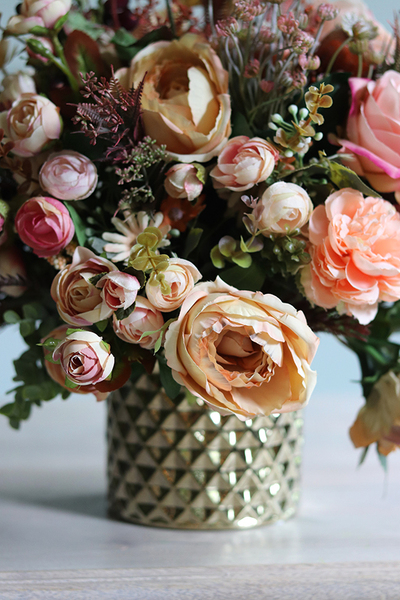 barwna kompozycja w złotej donicy, Galicja 2, wym.40x52cm