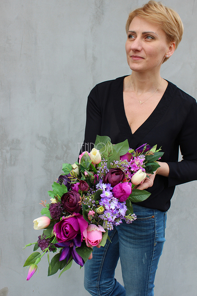 Violet Exclusive kompozycja kwiatowa / bukiet, wys.23cm, szer.65cm