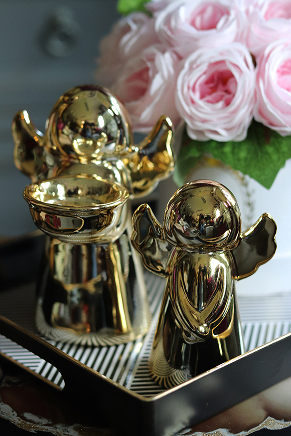 Angel Gold, figurka ceramiczna, wym.12x8cm