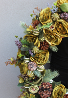 Galicja 2 zjawiskowy zielony wianek na drzwi z tabliczką, śr. 68cm