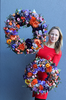 atrakcyjny kwiatowy wianek, Jesienna Harmonia 2, śr.43cm