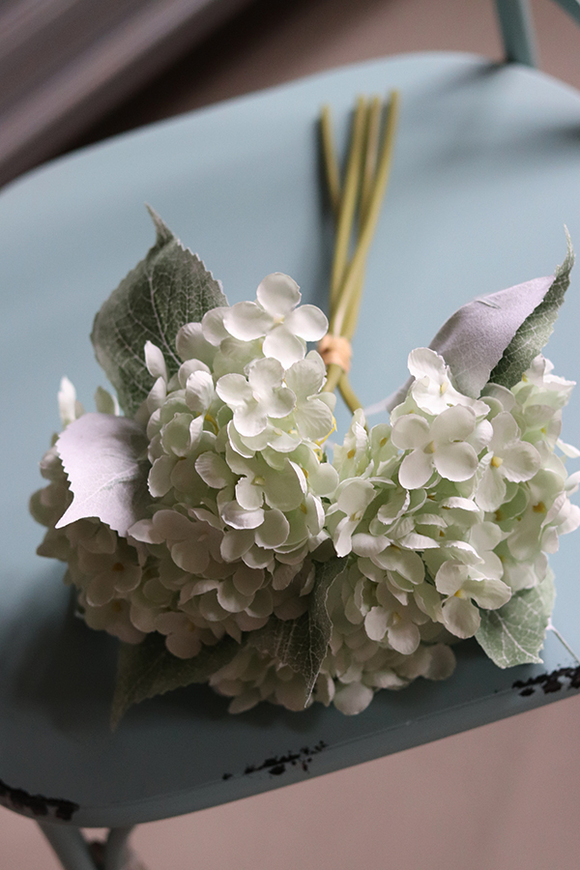 bukiet hortensji, Pastel Melody, ecru, 4szt. dł.36cm