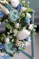 Blue Delina, elegancki wielkanocny wianek w błękitach, śr.30cm