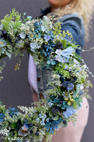 Błękitna Łąka, dekoracyjny wianek na drzwi, śr.46cm