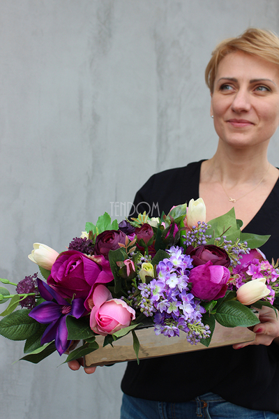 Violet Exclusive kompozycja kwiatowa / bukiet, wys.23cm, szer.65cm