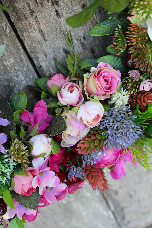 bardzo efektowny wianek Biały Kwiat, śr.38cm 