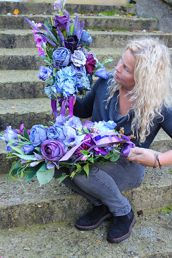 dekoracja nagrobna + bukiet Lukrecja Premium komplet, wym.90cm 