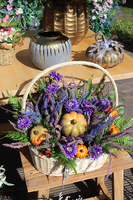 bogaty jesienny kosz z dyniami i wrzosem,Hestia, wys.42cm 