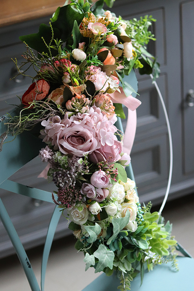 atrakcyjny wianek na drzwi na obręczy, Subtelle Spring, śr.56cm   