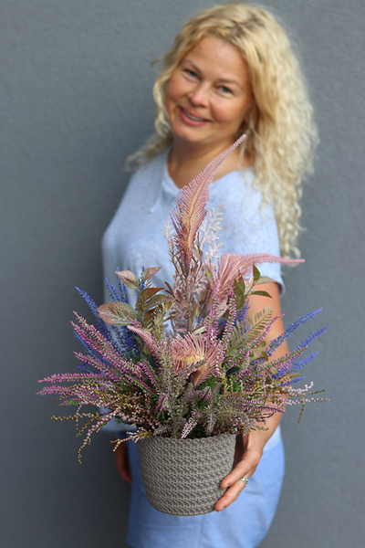 jesienna fioletowo - różowa kompozycja Moko Tenata, wym.45x34cm 