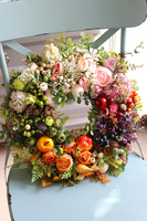 bardzo efektowny wianek z owocami, Tęczowy Świat, śr.40cm  