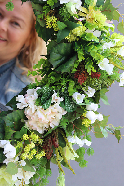 bardzo duży zielony wianek kwiatowy, Gasparo XXL, śr.72cm