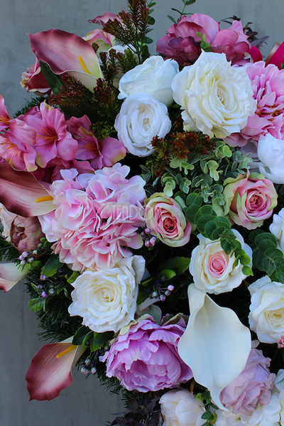 zestaw kompozycji nagrobnych Różane Niebo, dł.115cm/58cm  