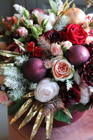 Bernardyna, bordowy flowerbox zimowy(całoroczny), wys.45cm 