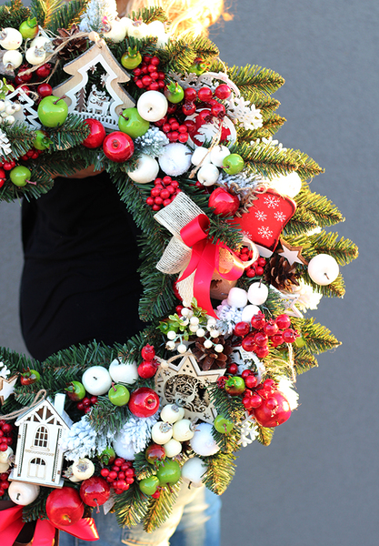 bardzo duży wianek / stroik dekoracyjny Christmas with tenDOM New, śr.52cm 