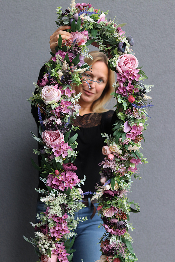 fioletowa girlanda kwiatowa, Moko Fiolettina 2, dł.100cm    