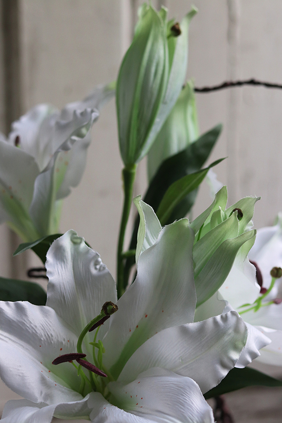 Lilie Silver, kompozycja w srebrnej donicy, wys.56cm