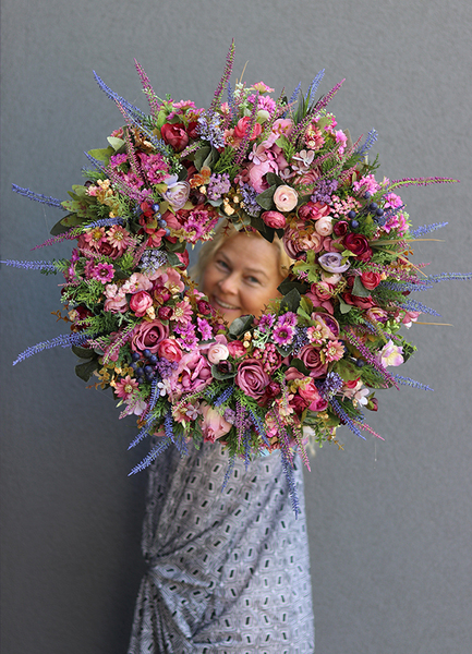 jesienny kwiatowy wianek, Las we Wrzosach, śr.45cm 