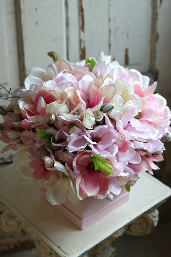 różowy flowerbox, Magnolia Pink, wys.38cm