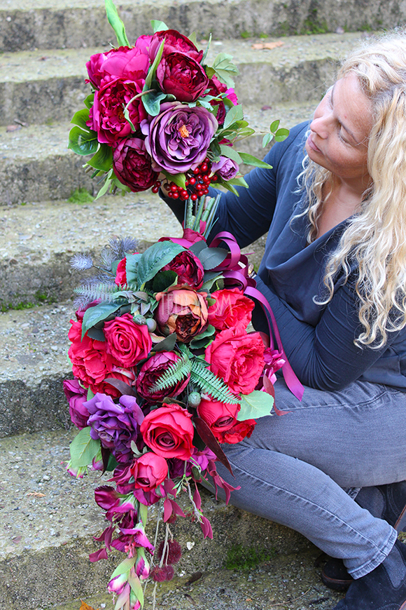 dekoracja nagrobna + bukiet Burgund komplet, wym.74cm 