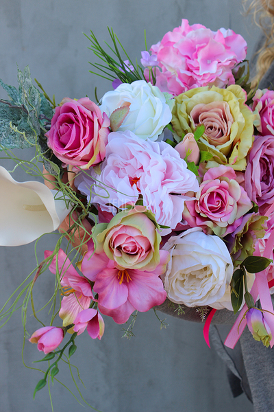 zestaw kompozycji nagrobnych Różane Niebo, dł.115cm/58cm  