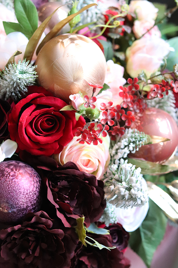 Bernardyna, bordowy flowerbox zimowy(całoroczny), wys.45cm 